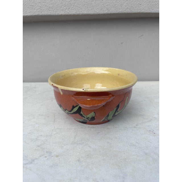 19th Century Rustic French Pottery Bowl from Savoie. Mixed Earths.