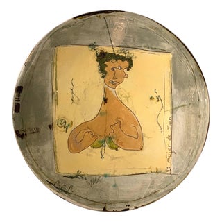 Early 20th Century "La Mujer de Juan" Glazed Pottery Charger For Sale