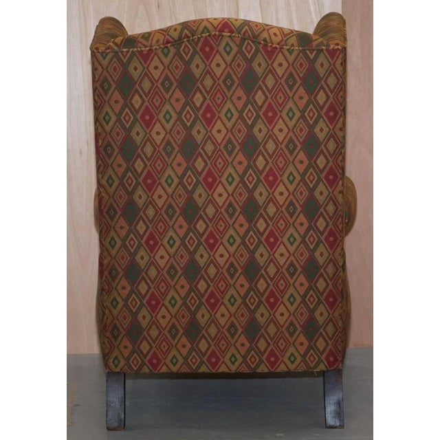 Vintage Wingback Armchair with Claw & Ball Feet and Kilim Style Upholstery For Sale - Image 18 of 18
