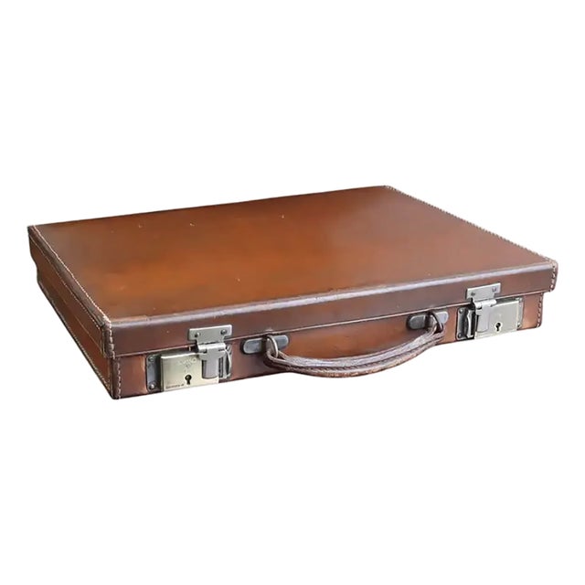 Vintage English Brown Leather Attache or Briefcase, 1920s For Sale