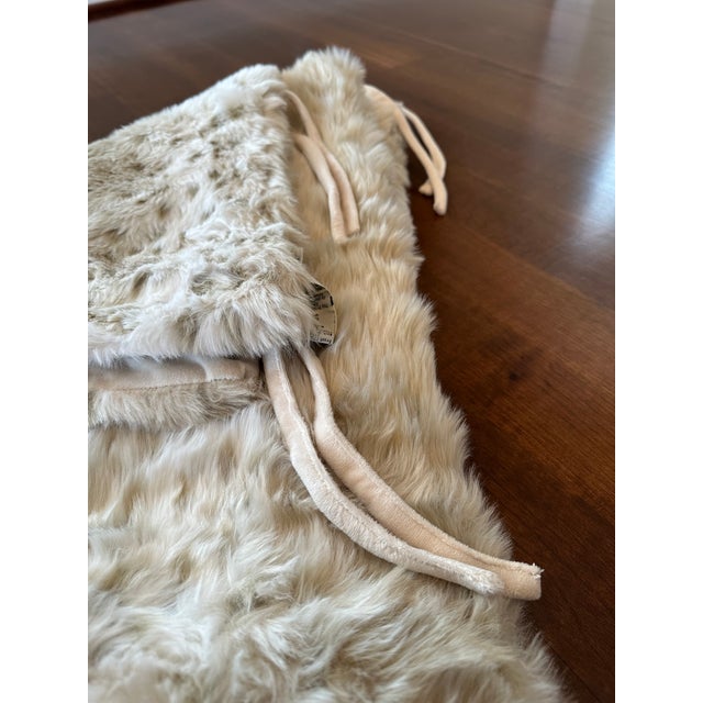 White Luxe Faux Lynx Fur Christmas Tree Skirts in White, Antique White & Taupe For Sale - Image 8 of 12