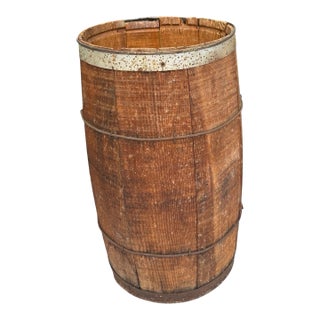 Antique Primitive Wooden Nail Keg Barrel Rustic Farmhouse Country Decor Old 18” For Sale