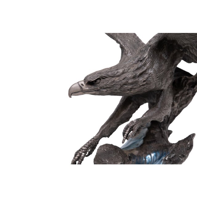 The Alaskin Chilkat Bald Eagle Statue in Pewter by Paul Brunelle, 2000 For Sale - Image 12 of 14