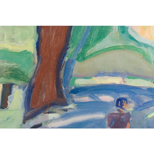 Modern Erik Hoppe, Modernist Landscape from Søndermarken, 1930s, Oil on Canvas For Sale - Image 3 of 7