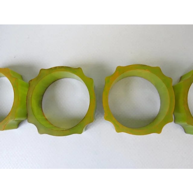 Art Deco Catalin Napkin Rings in Green Amber, Set of 6 For Sale - Image 16 of 18