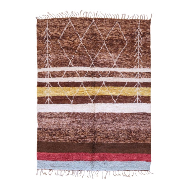 Authentic Tribal Moroccan Wool Rug - 9.7 X 7.1 Ft For Sale