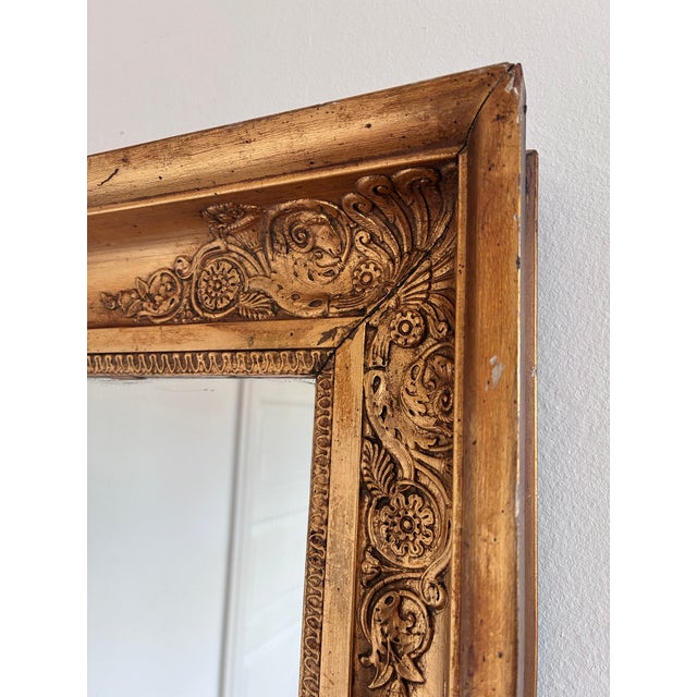 Gold Large Antique Napoleon III Giltwood French Wall Mirror, 19th Century For Sale - Image 8 of 12