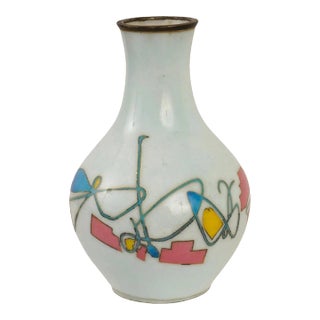 Japanese Showa Abstract Cloisonne Enamel Vase For Sale