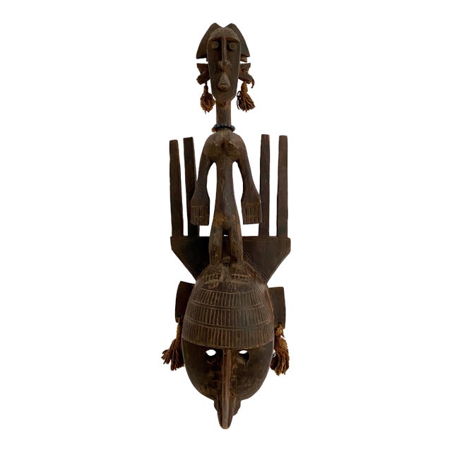 Vintage African Mali Bambana Tribal Mask For Sale