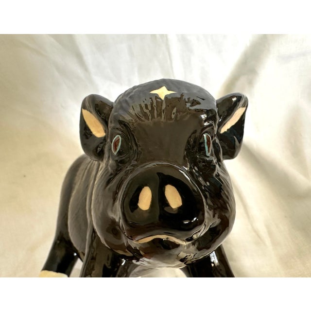 Farmhouse Vintage Sittre Prod. Inc Black Ceramic Pig Figure For Sale - Image 3 of 9