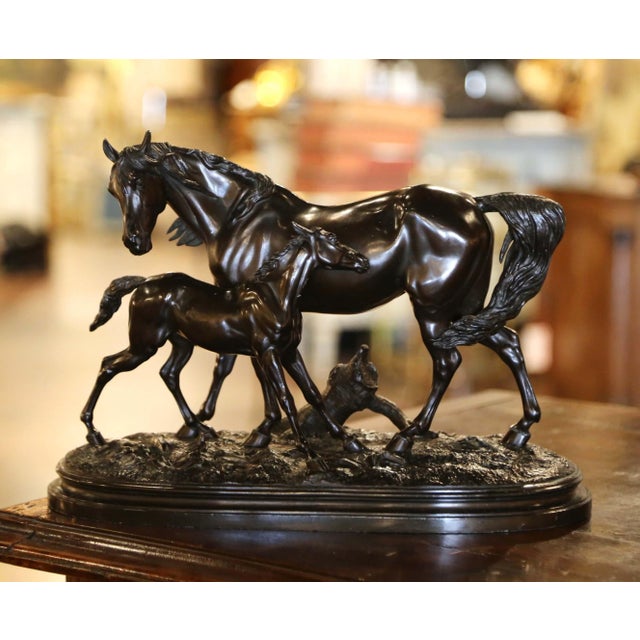 Late 19th Century 19th Century French Patinated Spelter Horse and Foal Sculpture After p.j. Mêne For Sale - Image 5 of 8