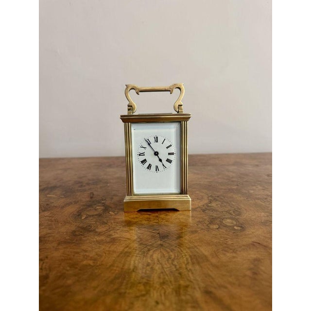 1900 - 1909 Antique Edwardian Brass Carriage Clock, 1900 For Sale - Image 5 of 5