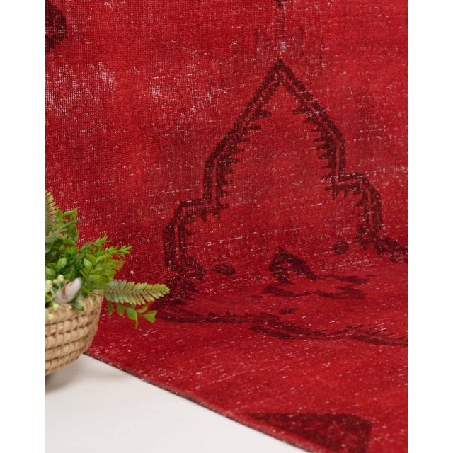 1970s Vintage Turkish Handmade Wool Cotton Red Runner Rug For Sale In San Francisco - Image 6 of 11