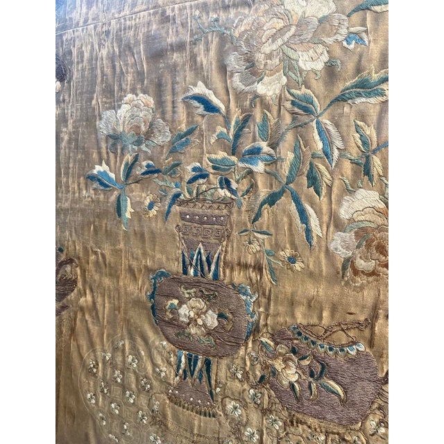 Antique Chinese Silk Embroidery Panels Framed For Sale - Image 9 of 14