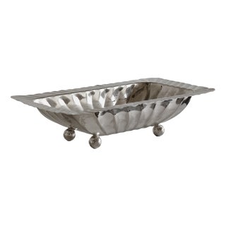 Vintage Silver-Plated Fluted Dish For Sale