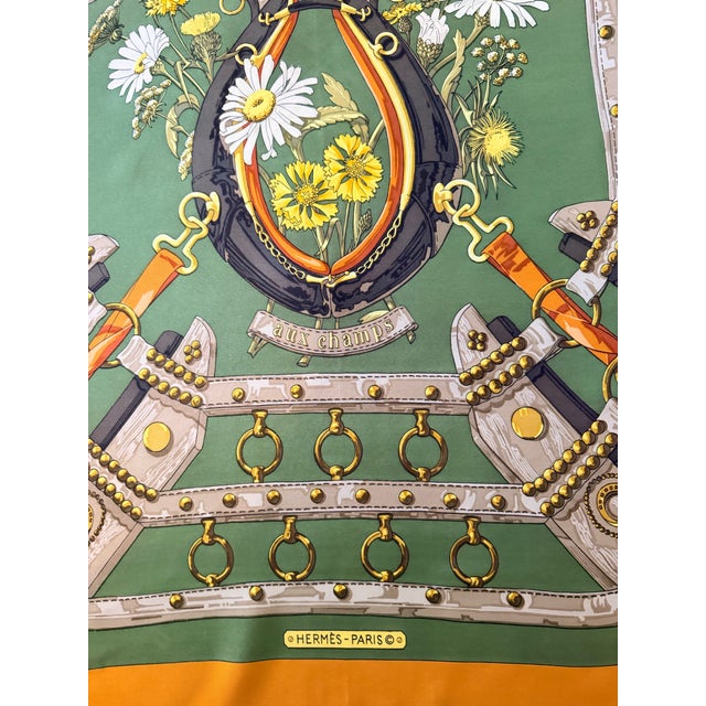 Hermès Aux Champs 1990 Silk Scarf Designed by Cathy Latham For Sale - Image 12 of 12