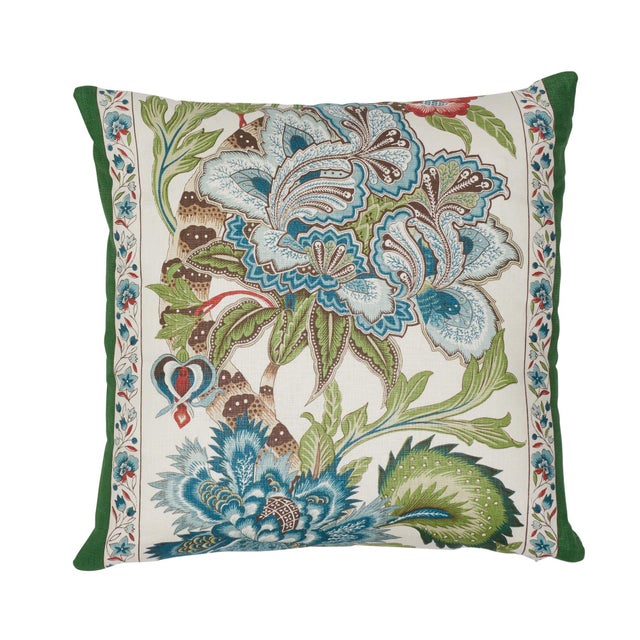 This 18" x 18" pillow features Anjou Stripe. A creative comingling of elegant stripes and lush flowers, this splendid...