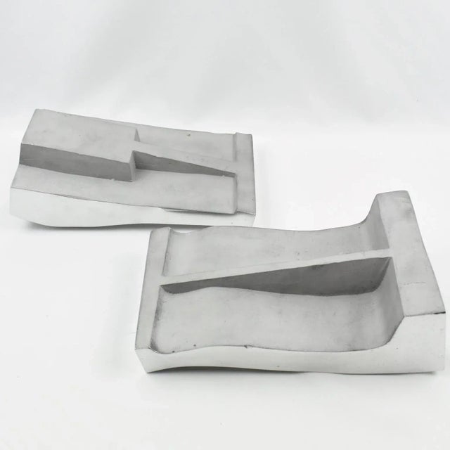 Silver Stainless Steel Industrial Hand Glove Mold Sculpture Bookends, a pair For Sale - Image 8 of 8