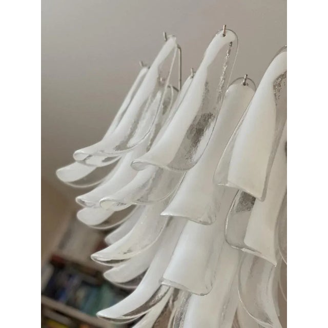 AVMazzega Mazzega Style Chandelier in White Murano For Sale - Image 4 of 7