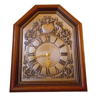 Wall Clock with Oak Casing and Pewter Dial, France, 1980s For Sale
