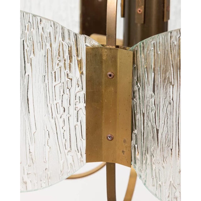 Vintage Italian Chandelier in Brass and Worked Glass For Sale - Image 4 of 9