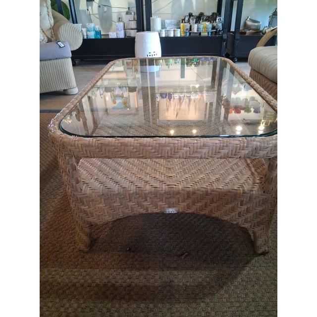 Ebeling & Reuss Ebel Luxury All-Weather Woven Outdoor Sofa With Matching Glass-Top Coffee Table For Sale - Image 4 of 6