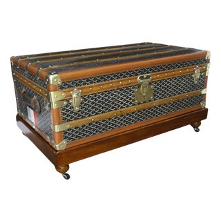 Vintage Herringbone Canvas Trunk from Goyard, 1920s For Sale