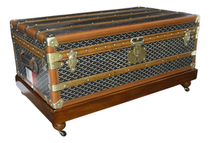 Vintage Herringbone Canvas Trunk from Goyard, 1920s