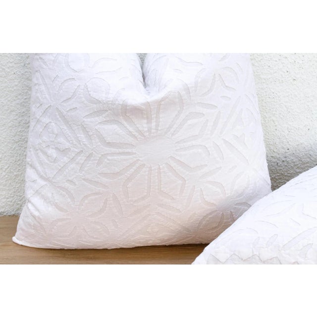 1990s Moonlight, Pair of White Appliqué Pillow Covers For Sale - Image 5 of 8