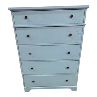 1960s 5 Drawer Blue Dresser Made by Lane - Museum of America Folk Art Collection For Sale