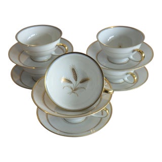 1960s Rosenthal Continental "Bountiful" Wheat China, Six Cups & Saucers- 12 Pieces For Sale