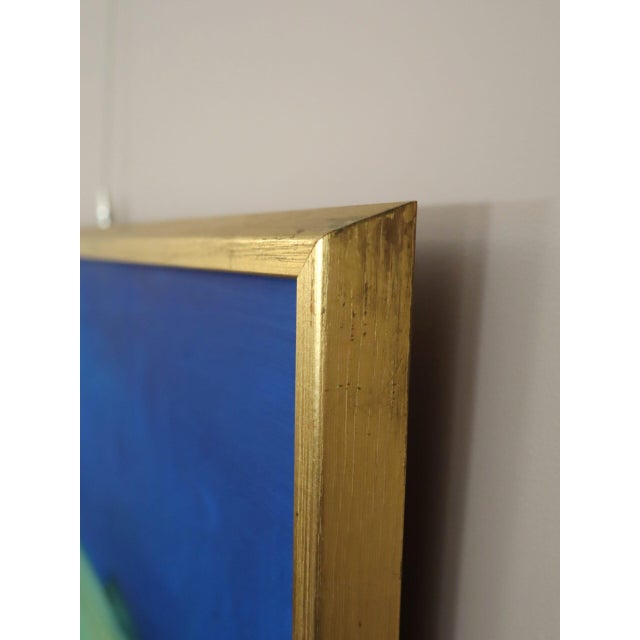 Textile Mid-Century Modern 'Where the Sky Deepens' Swedish Original Abstract Landscape Oil Painting, Framed For Sale - Image 7 of 13