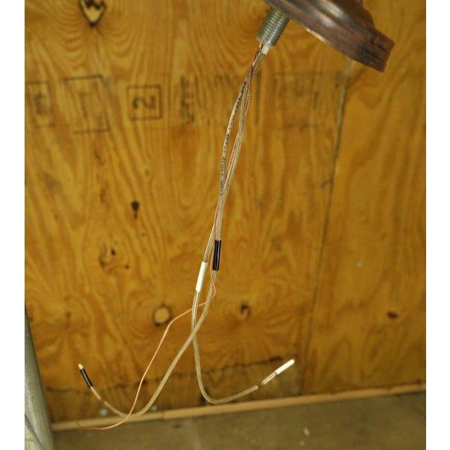 Vintage Tan Slag Stained Glass Pendant Light With Brass Accents For Sale - Image 10 of 10