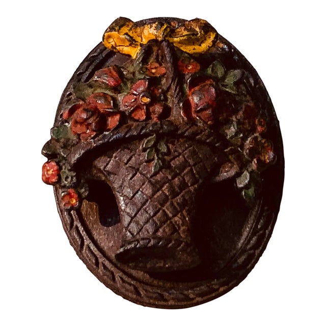 Hubley Cast Iron Floral Basket Door Knocker - American Victorian For Sale