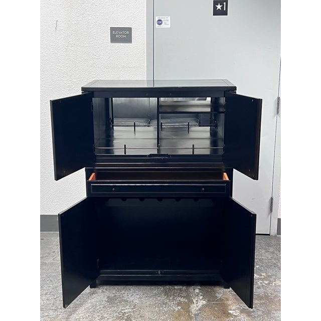 Black Pottery Barn Clyde Bar Cabinet For Sale - Image 8 of 12