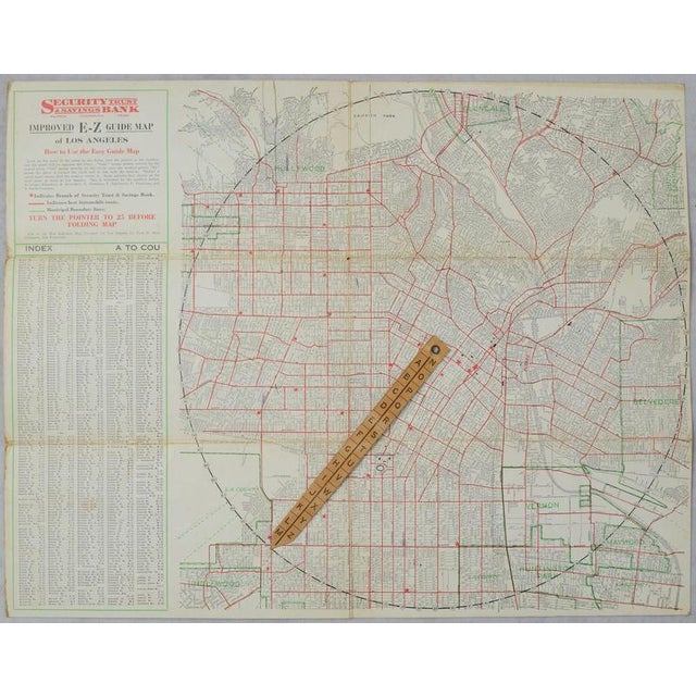 Antique E-Z Guide Map of Los Angeles with Rotating Locator, 1927 For Sale - Image 3 of 12