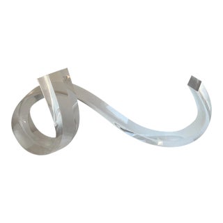 Lucite Abstract Laying Long Ribbon Sculpture by Michael Plaminek 1996 For Sale