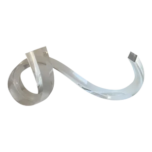 Lucite Abstract Laying Long Ribbon Sculpture by Michael Plaminek 1996