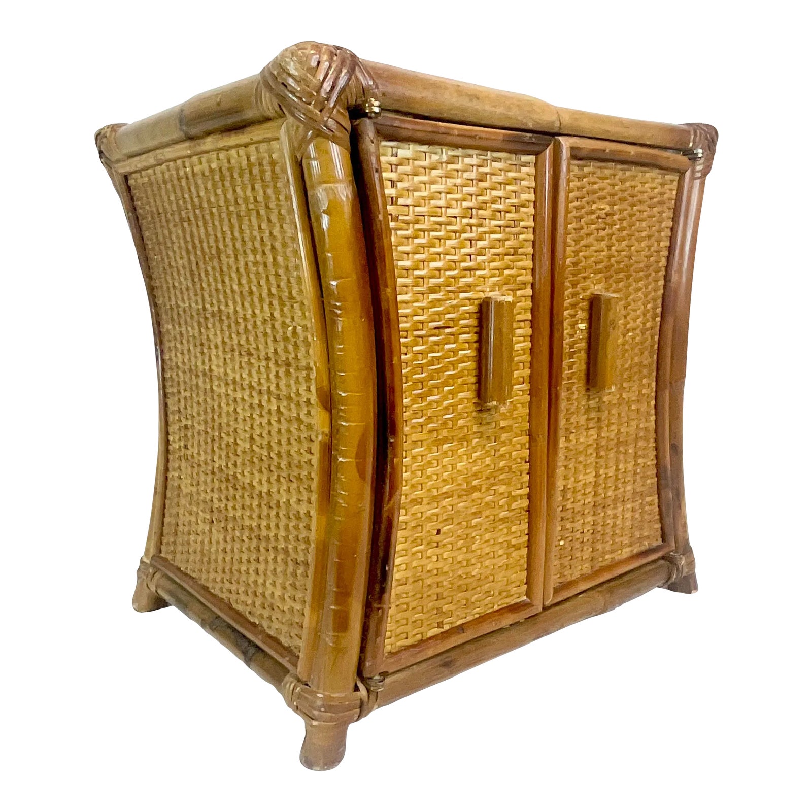 Mid 20th Century Mid-Century Coastal Boho Chic Desk Top Wicker Bamboo