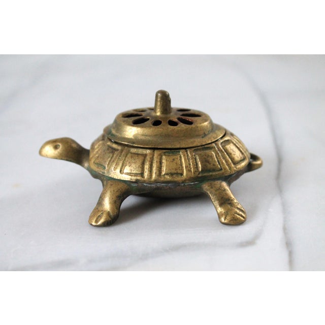 Late 20th Century Vintage Brass Turtle Incense Burner or Trinket Box For Sale - Image 5 of 8