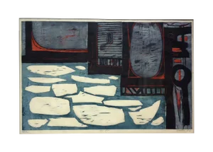 Mid-Century "Ice Floe" Woodcut Print