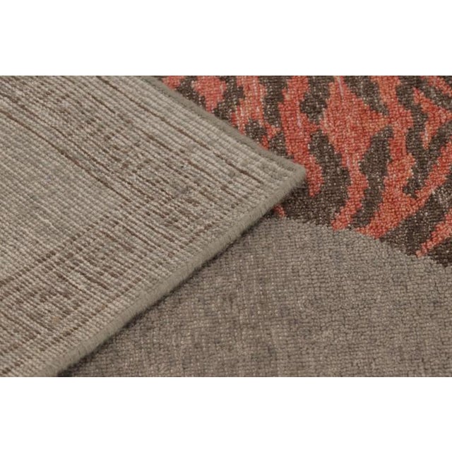 Textile Rug & Kilim’s Distressed Tiger Runner Rug With Gray and Orange Pictorial For Sale - Image 7 of 9