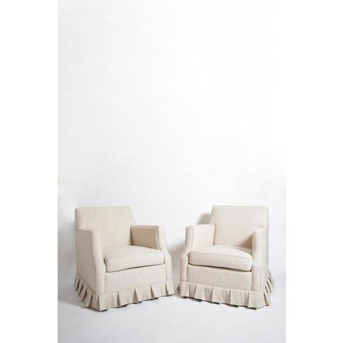 Off White Textured Fabric Fringe Armchairs, 1960s, Set of 2 For Sale - Image 6 of 6