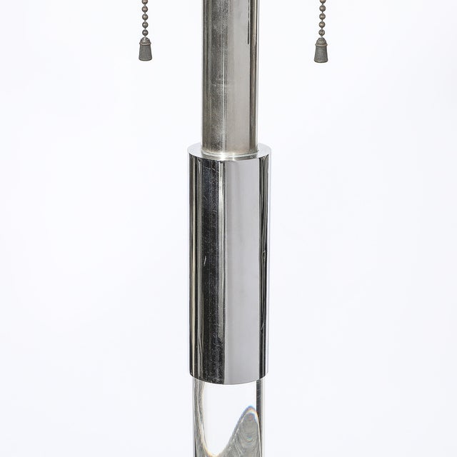 Mid-Century Modernist Floor Lamp in Lucite & Polished Nickel Attributed to Hansen For Sale - Image 15 of 18