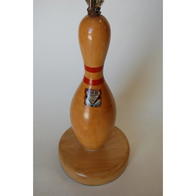 Mid-Century Modern Wood DIX Tournament Select Real Bowling Pin Table Lamp For Sale - Image 3 of 6