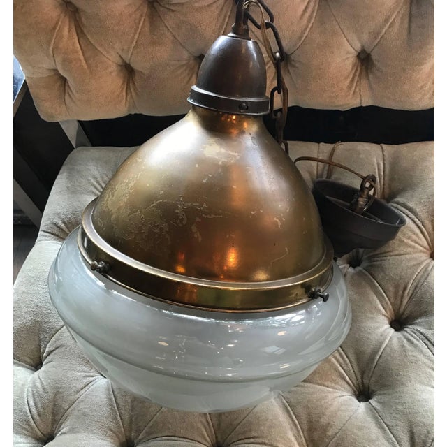 Industrial Industrial Acid Washed Glass Library Pharmacy Pendant Light For Sale - Image 3 of 7