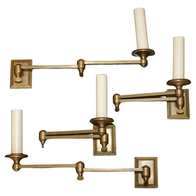X2 Pairs of Gilt Bronzed Brass Georgian Candle Sconce Articulated Wall Lights, Set of 4 For Sale - Image 12 of 12