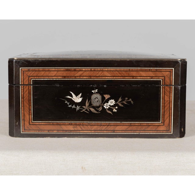 19th Century Napoleon III Marquetry Box, Mother of Pearl Inlay For Sale - Image 11 of 16