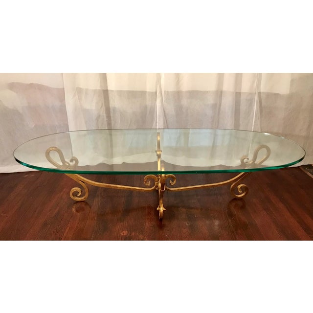 Hollywood Regency Gold Gilt Wrought Iron Coffee Cocktail Table Exquisitely Large For Sale - Image 12 of 12