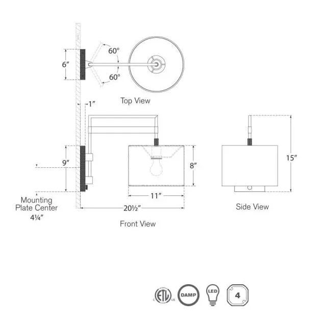 Modern Ray Booth for Visual Comfort Signature Gael Medium Articulating Wall Light in Antique Brass with Linen Shade For Sale - Image 3 of 3